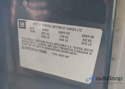 2009 Chevrolet Impala Lt z USA, uszkodzony, nr VIN 2G1WT57K191194389